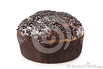 Panettone - Chocolate Type - Isolated on White Background Stock Photo